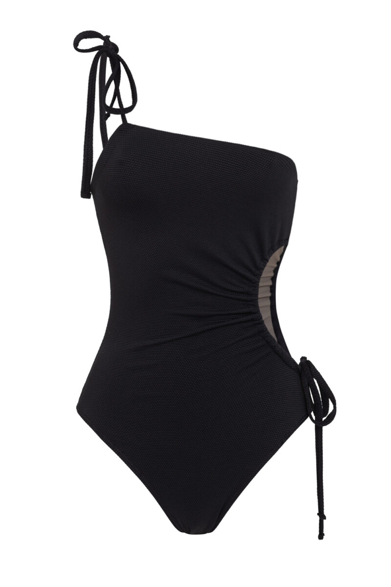 Ruched black swimsuit "cut out" - ILOVEBELOVE
