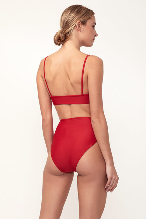 bikini rojo balconette braguita cintura alta