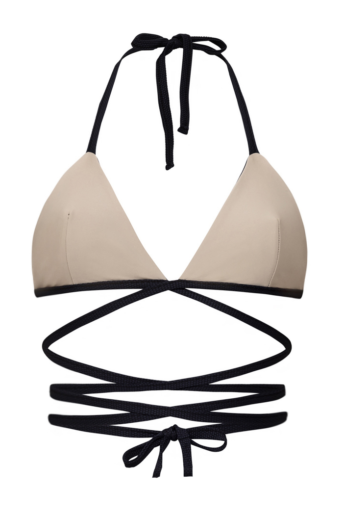 Reversible triangle bikini top in black and brown - ILOVEBELOVE