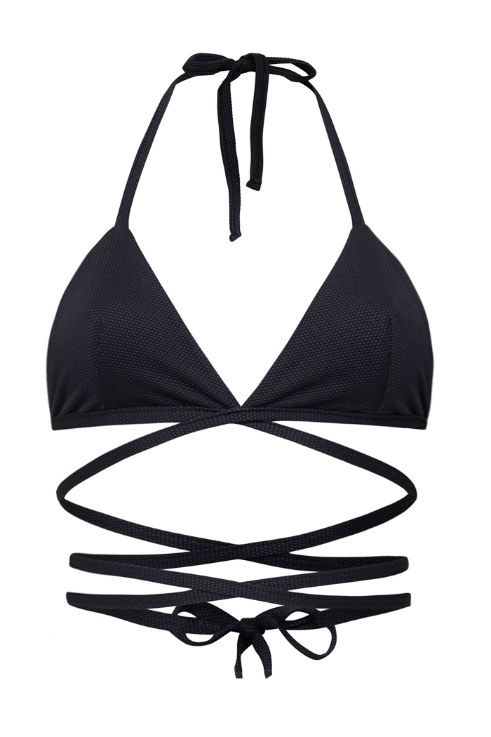 Reversible triangle bikini top in black and brown - ILOVEBELOVE